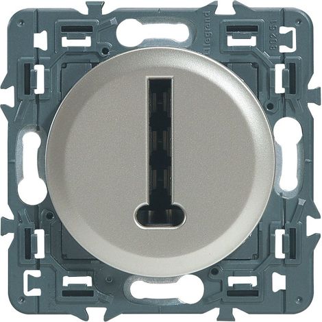 Legrand 099760 Céliane telephone socket, 8 contacts in T-shape - titanium with support