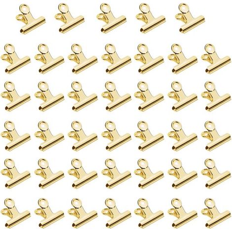 Dailygoods 40 piccole mollette a forma di bulldog, 22 mm, graffette multifunzionali, mini mollette in metallo per borse, foto, disegni, lavori creativi (1/5)