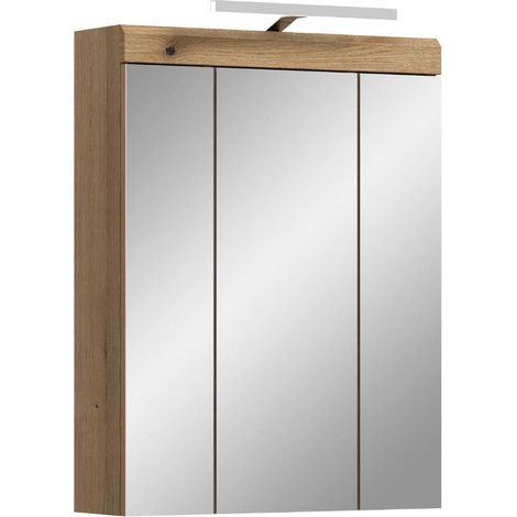 Scout Spiegelschrank Bad Inkl. Beleuchtung 3 Spiegeltüren Eiche Dekor. (1/5)