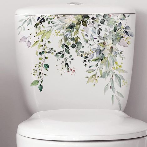 Autocollants pour abattant de WC - Feuilles vertes - Autocollants pour abattant de WC - Autocollants de salle de bain - Amovibles et imperméables (1/5)