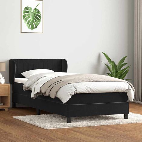 Boxspringbett mit Matratze Schwarz 80x220 cm Samt