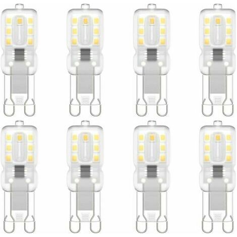 Confezione da 8 lampadine LED G9, G9 LED 220V Bianco naturale 5500K 3W Equivalente alogena 30W [Classe energetica E]