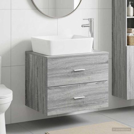 vidaXL Bathroom Furniture Set Grey Sonoma Engineered Wood (1/5)