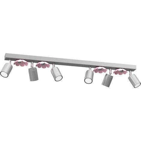 Rampe 6 spots orientables chromée fleurs GU10 Luminex