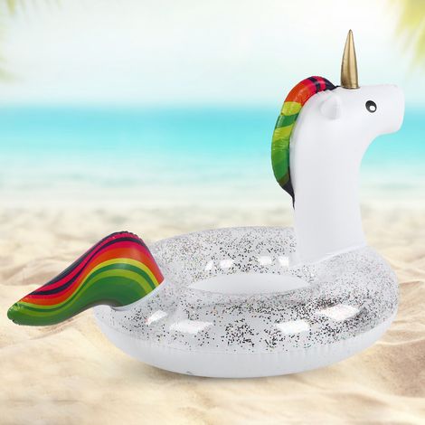 Anneau de natation licorne paillettes transparent PVC 90CM pour adulte piscine jeux aquatiques sécurisé (1/3)