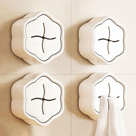 Paquete de 4 ganchos para toallas de cocina, adecuados para colgar paños de cocina y toallas de mano, ganchos de cocina autoadhesivos, ganchos de montaje en pared, estante de almacenamiento para gabin