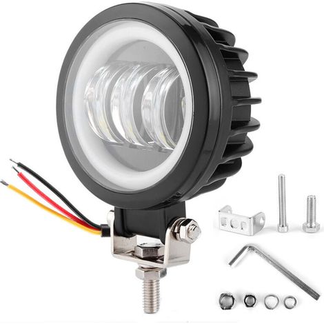 Lampe de travail LED 6000K 30W, étanche, ronde, yeux d'ange, pour voiture, ATV, bateau, véhicule tout-terrain (lumière blanche froide),de DEBUNS (1/5)