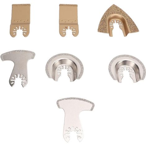 7-teiliges Set mit oszillierenden Sägeblättern aus Hartmetall, Multifunktionswerkzeug zum Trimmen und Schleifen von Fliesen und Zement