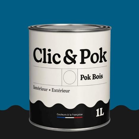 Peinture Bois Extérieur – POK BOIS - 1L - RAL 5019 - Bleu capri- Résistante aux intempéries - Ne s'écaille pas