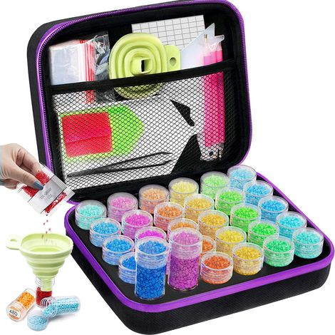Kit d'accessoires pour peinture diamant - avec boîte de rangement à 30 emplacements - Accessoires pour peinture diamant pour adultes et enfants
