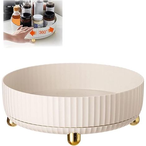 Plateaux rotatifs, étagères à épices multifonctionnelles, présentoirs à cosmétiques, étagères de rangement, plateaux tournants - Beige (1/5)