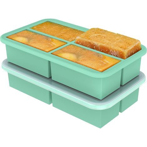 Lot de 2 - Moule congélation - Moule silicone - Portionnement précis &43 Couvercle étanche &43 Cadre renforcé [Cuisine familiale] &43 Gris &43 25x15cm