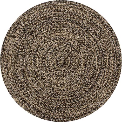 Tapis de salon Style Moderne Tapis fait à la main - Tapis de sol Jute Noir et naturel 150 cm BV325009 - BonneVie (1/4)