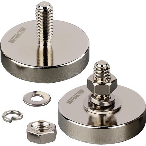 Lot de 4 aimants ronds super puissants avec boulons filetés mâles de 1/4" à 20, force de traction verticale de 42 kg, aimant en néodyme non destructif pour caméra d'éclairage et support de (1/5)