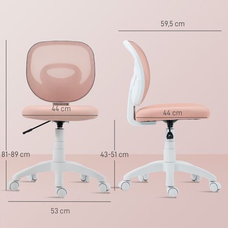 Fauteuil de Bureau Ergonomique en Tissu Mesh, Chaise Pivotante sans Accoudoirs, Siège à Hauteur Réglable, Couleur Rose (1/5)