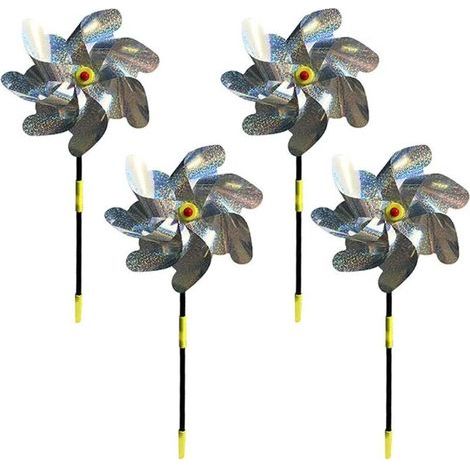 Vogelscheuchen-Dekoration, 4-teiliges Set reflektierender Windmühlen, Vogelscheuchen-Windmühlen zum Schutz und zur Dekoration von Garten, Bauernhof und Obstplantage, 48 × 18 cm (1/5)