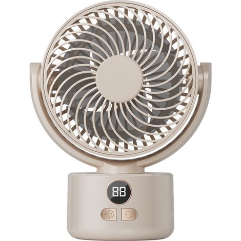 Mini ventilateur de table – Beige – Rechargeable – Oscillant – Silencieux – Bureau et chambre (1/5)