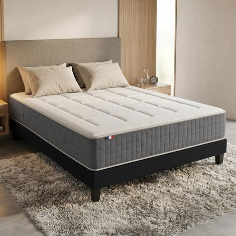 Ensemble Matelas Ressort 7 zones H.28cm + Sommier + couette + oreillers Fabriqué en France MAX 140 x 190 (1/5)