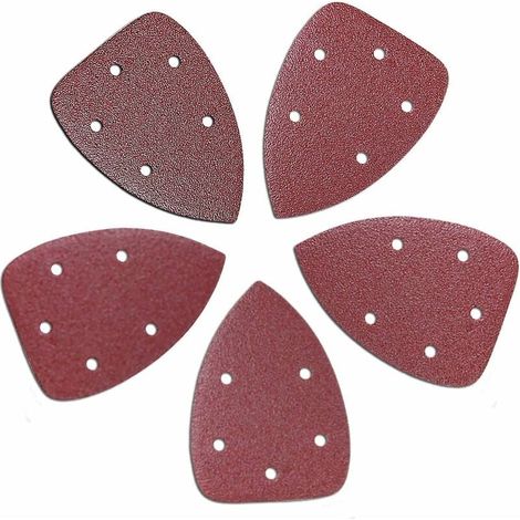 100 Stück Schleifpapier für Dreieckschleifer, 90 x 140 mm, Körnung 40/60/80/100/120, Aluminiumoxid, 5-Loch-Schleifblätter, ideal zum Schleifen/Polieren (100) (1/5)