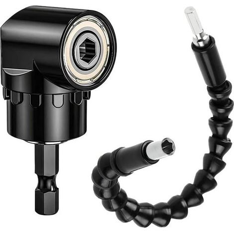 Rallonge flexible pour foret 1, noire, 295 mm, rotation à 105°, filetage 1/4", tournevis pour espaces restreints, accessoire pour outils électriques (1/5)