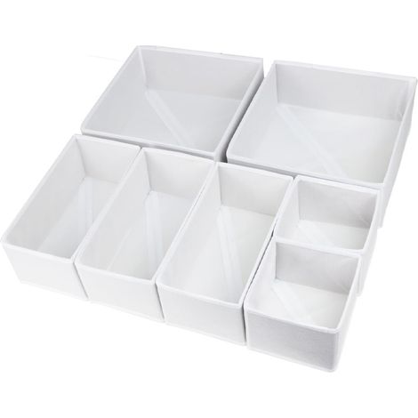 Lot de 6 boîtes de rangement pliables, organisateur de placard, rangement pour chaussettes et vêtements (blanc) (1/5)