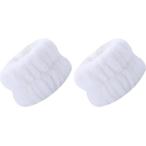 Reusable Wristband, Spa Wristband, Soft Microfiber Towel for Face, Yoga, Running and Sports (Women & Girls), Wristband - White - 2 Pack (1/5)