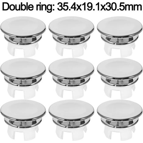 (Double ring-10PCS) Sink Overflow Cover Round Ceramic Wash Basin Overflow Ring Trim Hollow Hole Bath Insert Replacement Bathroom Accessories (1/4)