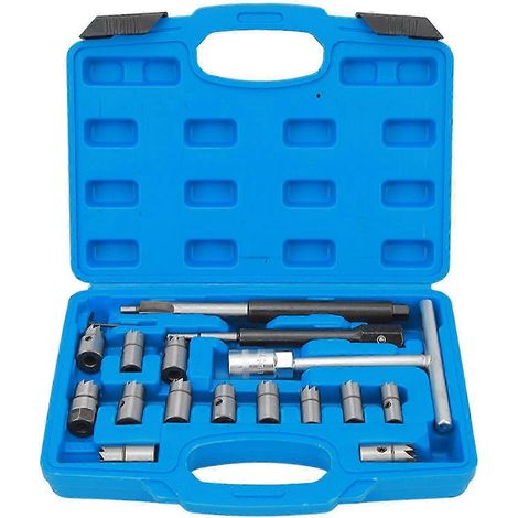 Kit de 17 outils de nettoyage et de fraisage en acier au carbone, comprenant un alésoir plat coudé, pour le démontage du siège d'injecteur diesel (1/4)