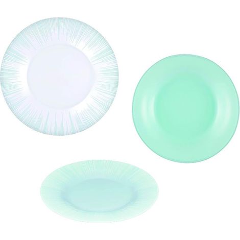 Servizio di Piatti da Tavola in Vetro Focus Azzurro 18 Pezzi Pasahbace (1/3)