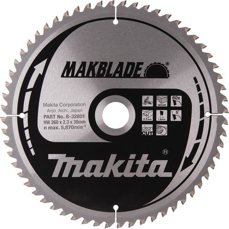 Makita B-32801 Hoja de Sierra Circular TCT 260x30mm 60T Madera