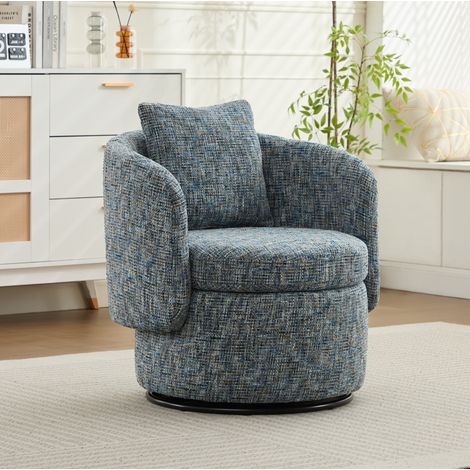 Sillón giratorio 72x66,5x76 cm tejido chenilla azul, almacenaje integrado, lectura – MEUBLIV (1/5)