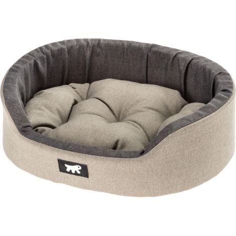 Panier Chien Dandy, Coussin Amovible et Lavable, Housse en Coton avec Rembourrage Doux, Idéale également comme Niche pour Chat, 55 x 41 x H 15 cm, Marron