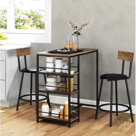 MEUBLIV Mesa alta 90x50 cm roble – 2 taburetes, 3 compartimentos, estilo moderno (1/5)