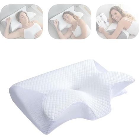 Oreiller orthopédique/oreiller à mémoire de forme - respirant et confortable, soulage les douleurs cervicales, convient à tous. Blanc-AquaForge (1/5)