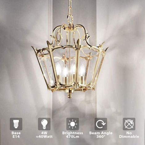Bombilla LED E14 C35 de 4 W, equivalente a bombilla halógena de 40 W, 470 lúmenes, CA 220-240 V, blanco frío 6500 K, ángulo de haz de 270°, paquete de 6. (1/4)