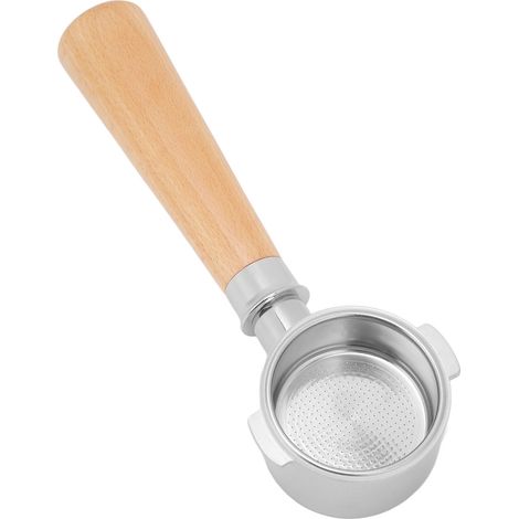 Porte-filtre à café en acier inoxydable, panier de 51 mm, sans fond, avec poignée en bois, pour machine à café ECO310, hêtre A2 (1/5)