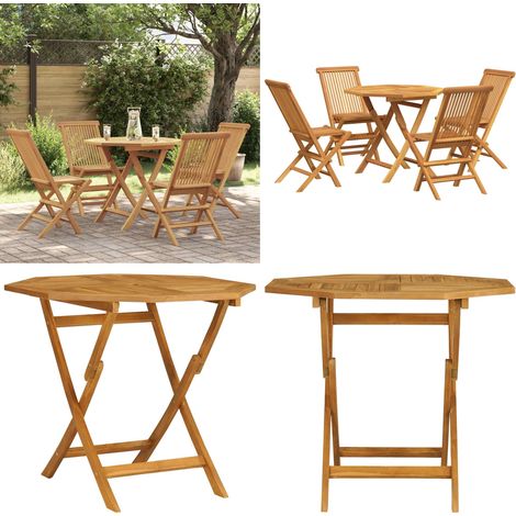 Ensemble à manger de jardin 5 pcs Bois de teck massif - Salon De Jardin - Mobilier De Jardin - Table De Jardin - Chaises De Jardin - Teck - Home & Living (1/5)
