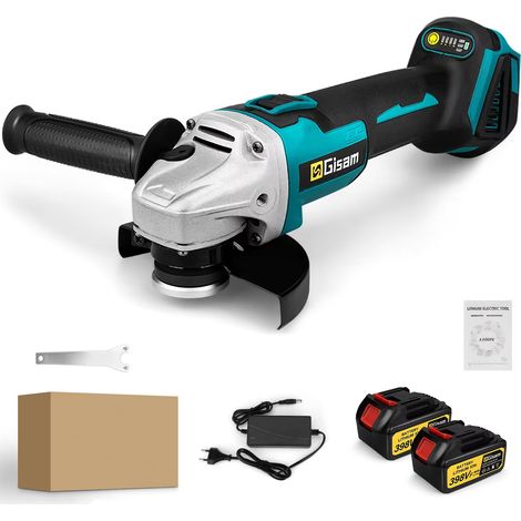 Meuleuse angulaire sans fil Brushless 125 mm 18V avec 2 batteries – Moteur brushless, vitesse réglable M14, compatible batterie Makita (1/5)