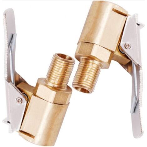 2 Pièce Adaptateur de Valve de Pneu de Voiture, 8 mm Pompe de Embout Laiton Gonflage Valve Clip Pince Connecteur Adaptateur pour Pneu de Voiture ou Camion (1/5)