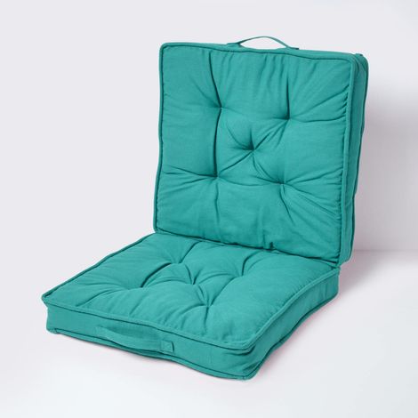 HOMESCAPES Teal Cotton Travel Support Booster Cushion (1/5)