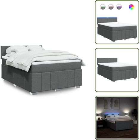 Boxspringbett mit Matratze Dunkelgrau 140x200 cm Stoff - Boxspringbett - Boxspringbetten - Bett - Bettgestell