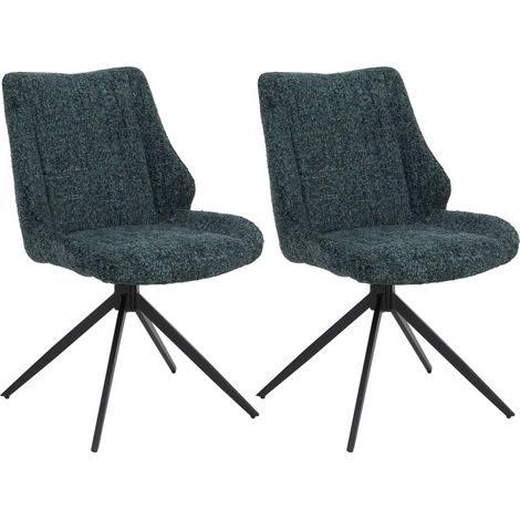 [NEUWERTIG] 2er-Set Esszimmerstuhl HHG-961, Küchenstuhl, drehbar Auto-Return, Stoff/Textil Chenille (410g/m²) Öko-Tex dunkelgrün (1/5)