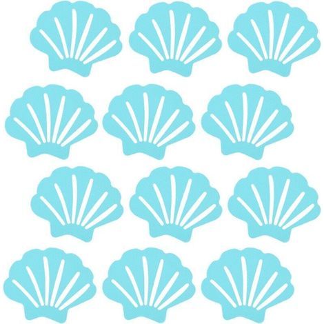 BUNTHAUS Lot de 12 autocollants antidérapants en forme de coquille pour salle de bain, baignoire, piscine, bateau, sol, escaliers (1/4)