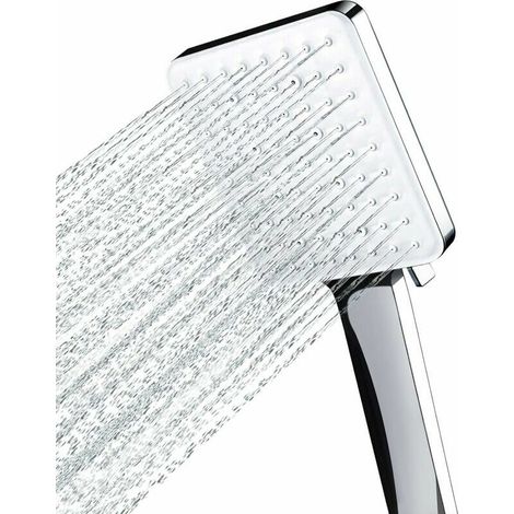 royaluxe - Pommeau de douche, grand pommeau de douche carré avec commande à une main, pommeau de douche à haute pression avec 6 modes de douche, chrome (1/5)