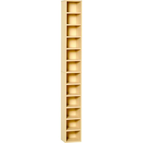 Étagère à CD à 12 niveaux, bibliothèque pour 204 CD, en MDF et aggloméré, 21 x 20 x 175 cm, couleur bois (1/5)