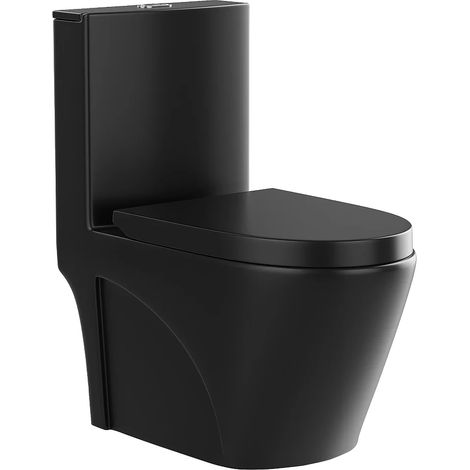WC à poser noir mat en céramique - Evacuation horizontale - NAGILAM (1/5)