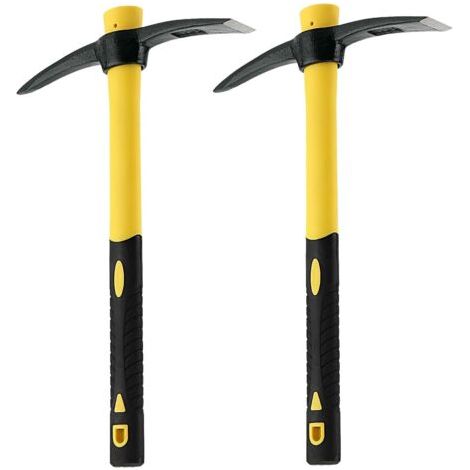 QORVA-Lot de 2 pioche de jardin de 38 cm avec poignée en fibre de verre, pioche de jardin Mattock pour jardinage, creusage, désherbage, exploration, camping