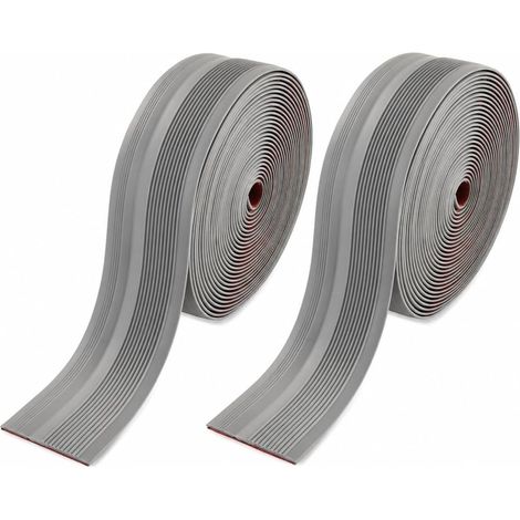 15Mx2 rouleaux Nez de Marche Profilé de Marches d'Escalier Autoadhésif Cornière d'Escalier Angles Antidérapant Escaliers Vinyle Bordure d'Escalier Caoutchouc PVC(5x2.5cm, Gris) (1/5)