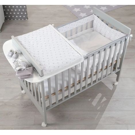 Lettino Homi con fasciatoio Azzurra Design Grigio chiaro letto per neonati sponde regolabili vernici atossiche bambini camera da letto cameretta