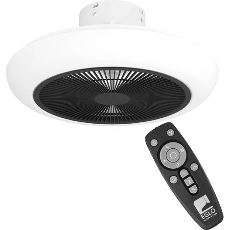 EGLO Deckenventilator mit Beleuchtung Sayulita, Ventilator Decke dimmbar mit Fernbedienung, Timer und 3 Geschwindigkeiten, Kunststoff in schwarz-weiß, warmweiß - kaltweiß, Ø 45,5 cm